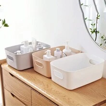 5pcs Desktop Storage Boxes Rectangular Baskets For Home Office, Kitchen, Wardrobe Organization - White - View 3