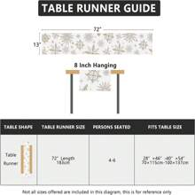 1 件創意雪花和線條畫桌旗,亞麻印花聖誕氛圍餐桌裝飾 - 杏色 - 查看 6