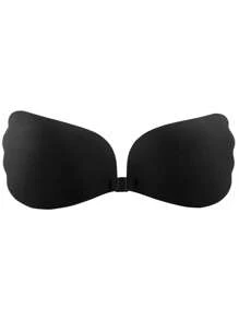 Stick On Bra Strapless Backless Adhesive Wing Breathable Design(1pair Dual Color Mango Cups) - Black - View 3