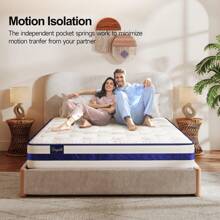 Vesgantti 12 Inch Hybrid Innerspring Mattress with Memory Foam, Support & Pressure Relief, Medium Firm Feel Mattress in a Box - Blue - View 6