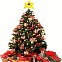 1個15*15cm馬賽克星形聖誕樹尖扣裝飾帽,有趣的星星設計,不發光,不帶燈,適用於冬季 - 黃色 - 查看 4