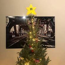 1個15*15cm馬賽克星形聖誕樹尖扣裝飾帽,有趣的星星設計,不發光,不帶燈,適用於冬季 - 黃色 - 查看 2