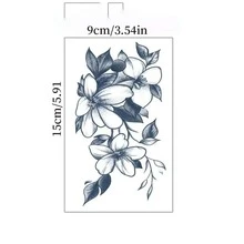 Pegatina De Tatuaje De Mariposa Y Flor Simple De Estilo Blanco Y Negro - Multicolor - Ver 4