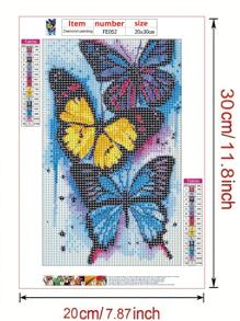 蝴蝶diy鑽石畫,動物手工藝術品,20x30cm無框套裝,家居裝飾禮品 - 彩色 - 查看 3