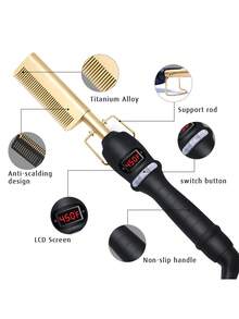 UKLISS 2-In-1 Hair Curler & Straightener, Copper Comb With Curling & Straightening Functions