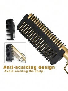 UKLISS 2-In-1 Hair Curler & Straightener, Copper Comb With Curling & Straightening Functions