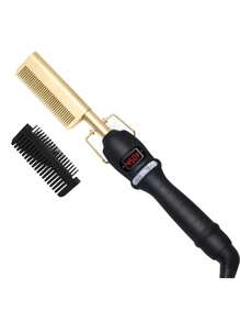 UKLISS 2-In-1 Hair Curler & Straightener, Copper Comb With Curling & Straightening Functions