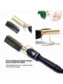 UKLISS 2-In-1 Hair Curler & Straightener, Copper Comb With Curling & Straightening Functions