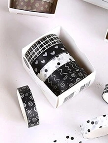 5 Rolls Retro Style Journal Washi Tape - Multicolor - View 2