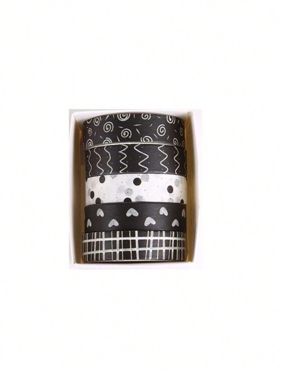 5 Rolls Retro Style Journal Washi Tape - Multicolor - View 1