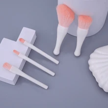 1 Conjunto De Pincéis De Maquiagem Com Padrão De Concha Branca E Espelho, Conjunto De Pincéis Mini Portátil