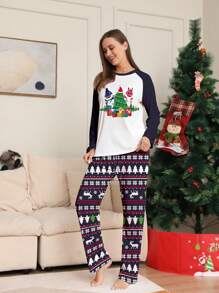 Christmas Cartoon Printed Women's Homewear 2pcs/Set - Multicolor - View 3