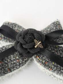 1 件装绒布发夹大号蓬松毛绒发爪夹冬季发夹复古优雅发爪夹