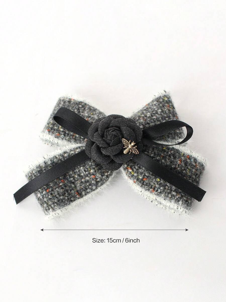 1 件装绒布发夹大号蓬松毛绒发爪夹冬季发夹复古优雅发爪夹