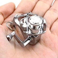 1個銀色小型＆逼真＆360度可旋轉＆全金屬精巧的釣竿和捲線器鑰匙扣,也可用作裝飾袋子的龍蝦扣,非常適合作為送給陌生人、父親節、生日、釣魚愛好者、戶外愛好者的完美禮物 - 銀色 - 查看 7