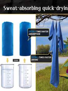 1pc Pink Superfine Fiber Towel, Quick Drying And Double-Sided Fleece Design Home Bathroom Decor Beach Essentials Back To School - Pink - View 8