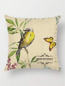 4pcs/Set Classical Bird And Flower Themed Pillowcases, Vintage Style Creative Illustration Of Magpie, Flower, Tree And Leaves With Digital Printing, Pillow Inner Not Included, Can Be Used As Festive Gift And Home Decor For Living Room, Bedroom And Sofa - Multicolor - View 5