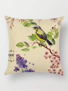 4pcs/Set Classical Bird And Flower Themed Pillowcases, Vintage Style Creative Illustration Of Magpie, Flower, Tree And Leaves With Digital Printing, Pillow Inner Not Included, Can Be Used As Festive Gift And Home Decor For Living Room, Bedroom And Sofa - Multicolor - View 8
