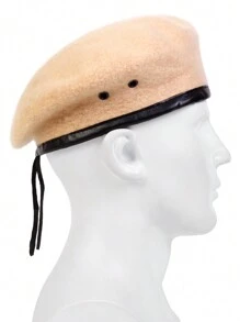 1pc Men's Wool Beret Cap, Adjustable Outdoor Sun Protection Casual Hat For Autumn/winter - Beige - View 3