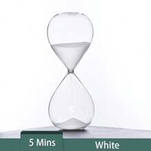 1 pezzo timer da 5 minuti, in vetro trasparente e sabbia bianca, per decorazione da tavolo in soggiorno/camera da letto/studio/ufficio, ottimo come regalo