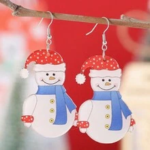 1 對聖誕聖誕老人禮物袋設計吊墜耳環派對卡通風格壓克力首飾可愛女性禮物