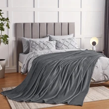 羊毛毯 超柔软法兰绒毯 轻质毛绒毯 适用于沙发或床 四季羊毛毯 适用于沙发或床 尺寸，柔软毛绒，奢华法兰绒膝毯，超舒适 - 深灰色 - 查看 9