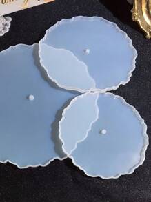 3 pièces moules à plateau de fruits en résine à trois couches, moules de support en résine avec support, moules de plateau stratifié en résine époxy, moules de coulée en résine et silicone et accessoires de quincaillerie pour fabriquer une table de service - Blanc - Voir 7