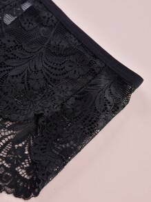 APRSEA 3pcs Women's Lace Panties, Minimalist & Comfortable, High-Waist Briefs - Black - View 4