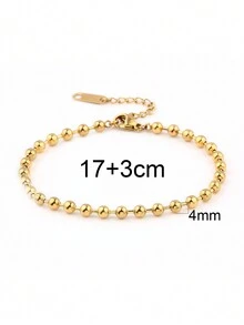 不鏽鋼手鍊珠子手鍊情侶手鍊簡約珠子手鍊,適用於女男性別珠寶禮物1件