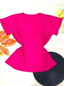 Plus Size Blouses - 玫紅色 - 查看 2