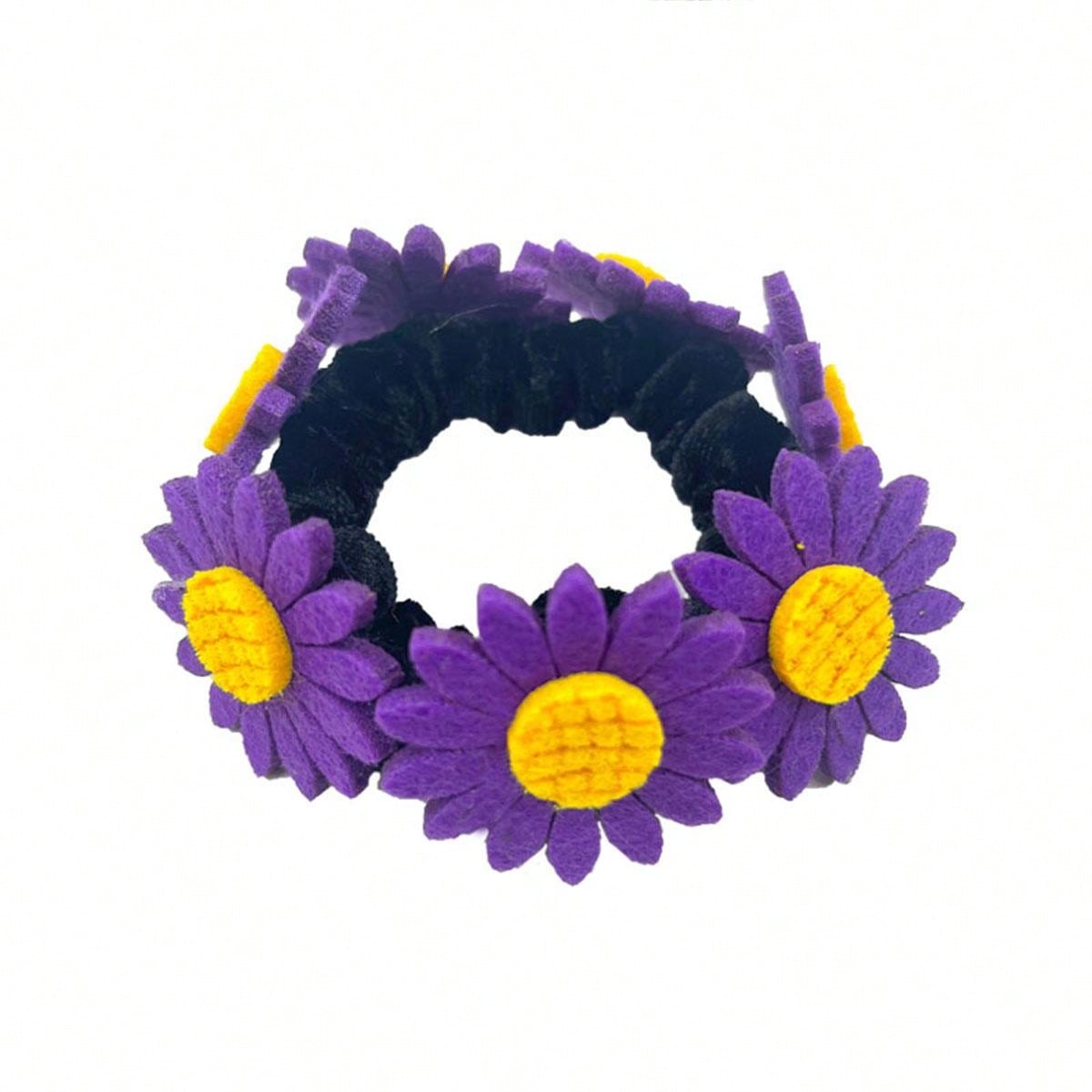 Bohemian Style Artificial Fabric Flower Hair Elastic With High Elasticity For High Ponytail And
