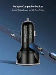 1入智能數字顯示qc3.0車充配有usb接口,超快速充電 - 黑色 - 查看 6