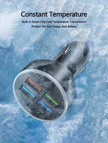 1入智能數字顯示qc3.0車充配有usb接口,超快速充電 - 黑色 - 查看 5