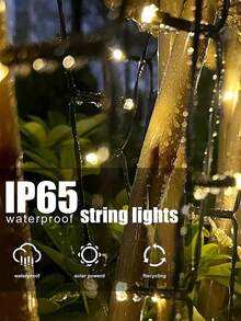 1入組32米/ 300led太陽能戶外裝飾燈串,8種模式,防水,適用於聖誕和新年裝飾 - 彩色 - 查看 10