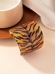 1pc Tiger Shaped Personalized Fashionable Ins Style Open Cuff Bracelet - Coffee - View 3