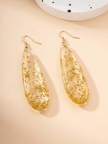 1對原創歐美設計的膠體 & 樹脂吊墜耳環,長髮銀色飾品,適合約會