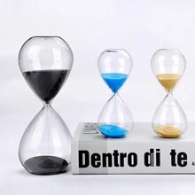1 pezzo timer da 5 minuti, in vetro trasparente e sabbia bianca, per decorazione da tavolo in soggiorno/camera da letto/studio/ufficio, ottimo come regalo