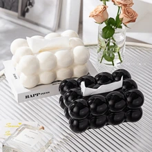 1pc Black Plastic Stylish Tissue Box Cover, Fits Any Modern Decor Home Bathroom Decor Bathroom Organizer Fall Decor - Black - View 3