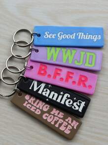 Street 1 Piece Personalized Saying ICED Coffee Back To School Gift Keychain For Girl Car Accessories Bag Charm Cute Goth Y2k - Coffee Brown - View 5