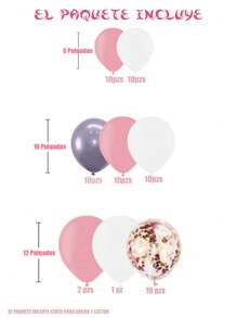 Kit De Globos Para Fiesta Temática Y Cumpleaños De Sirenita - Rosa - Ver 3