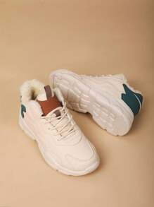 Women's Winter Warm Casual Sports Shoes With Thermal Lined , Lightweight Pu Leather Water-Resistant Running Shoes, Plus Size 42