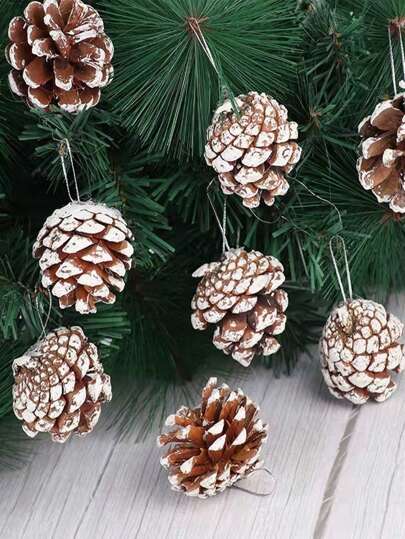 6pcs Christmas Decoration Pinecone Ornaments, Christmas Tree Hanging Pendants