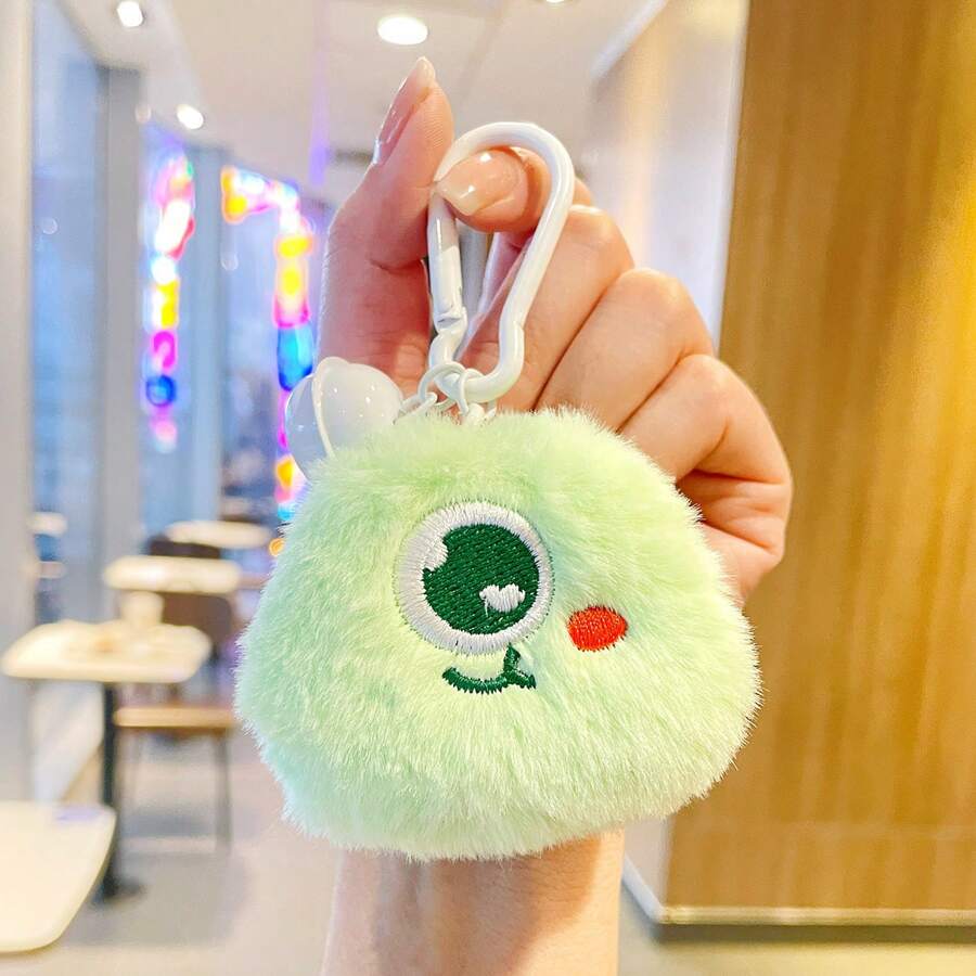 1只可愛的毛絨小怪物卡通鑰匙扣、包掛飾、汽車掛飾、學生禮物娃娃,兒童生日禮物、最喜愛的毛絨娃娃背包鈴鐺掛飾、禮品配件裝飾