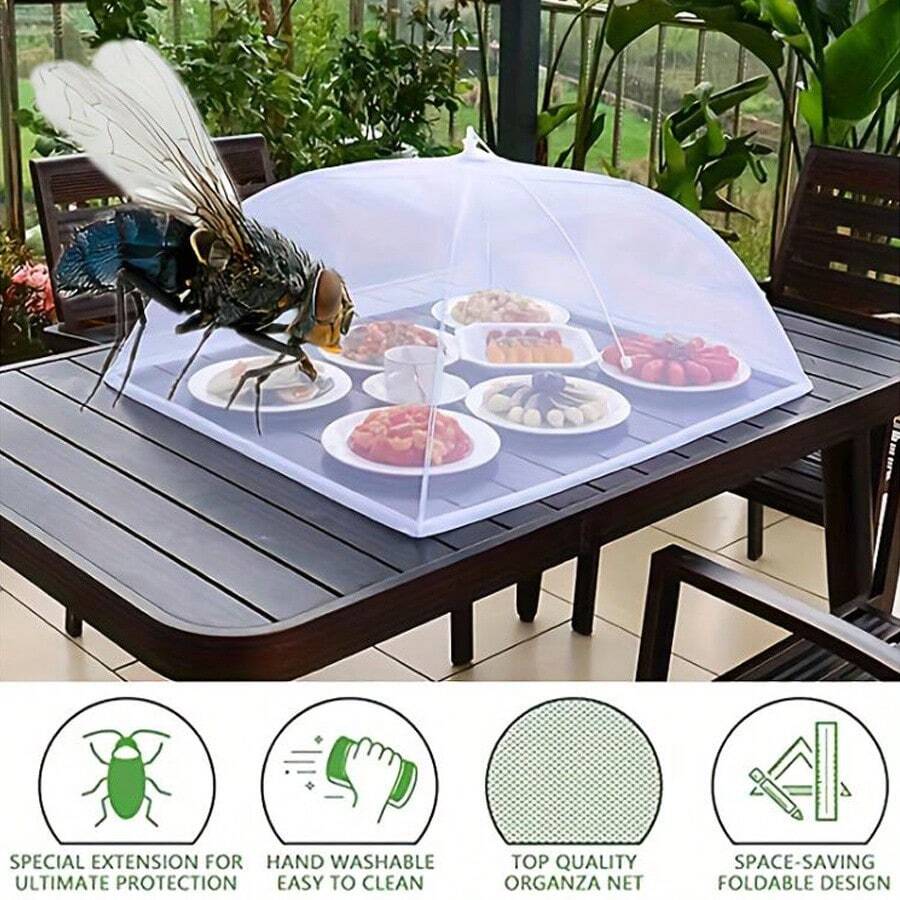 1 件裝食物傘彈出式網狀螢幕食物遮蓋網狀螢幕保護食物罩帳篷圓頂網傘野餐食品保護罩實用通風 - 白色 - 查看 1