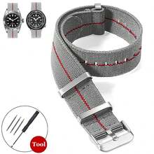 Fashionable Sports Elastic Nylon Watch Band 20/22mm Suitable For Daily Wear - Grey - View 1