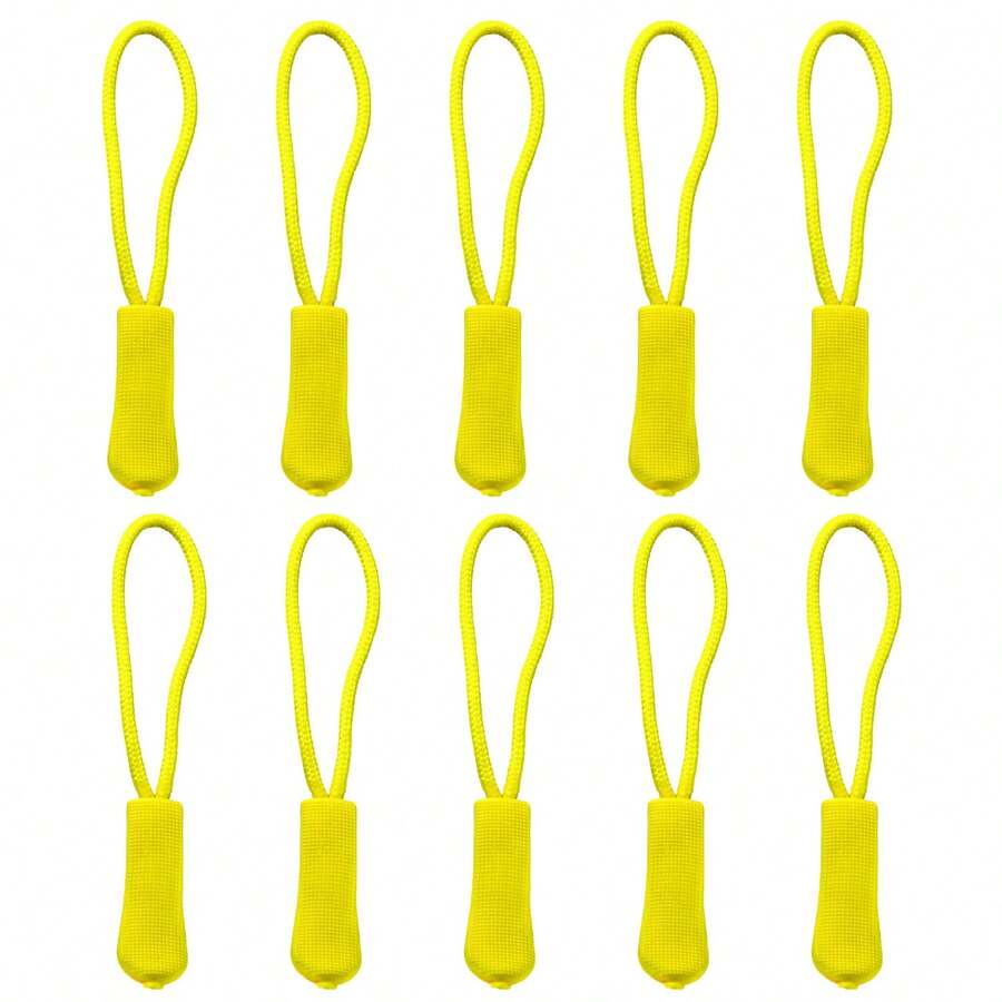 10Pcs Replacement Zipper Pulls Yellow Zipper Pull Cord Extender for Backpacks - Jackets - Luggage - Purses - Handbags - Yellow - View 1