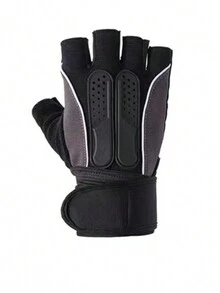 1對戶外騎行健身運動防滑耐磨長腕半指手套