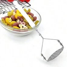 Stainless Steel Manual Mini Potato Masher Garlic Press Children's Food Supplement Kitchen Tool Masher - Stainless steel original color - View 7