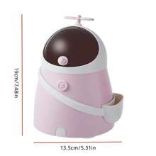 1pc Desk Pink Trash Can, Cute Cartoon Small Storage Bucket, Appearance Living Room Dining Table Paper Waste Collection Box Decoration, Suitable For Daily Life - Pink - View 2
