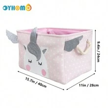Oyhomo 1入組粉色布料收納籃,可摺疊使用的玩具籃,帶有圓點裝飾理想的收納籃子,放置於架子、衣櫃、臥室